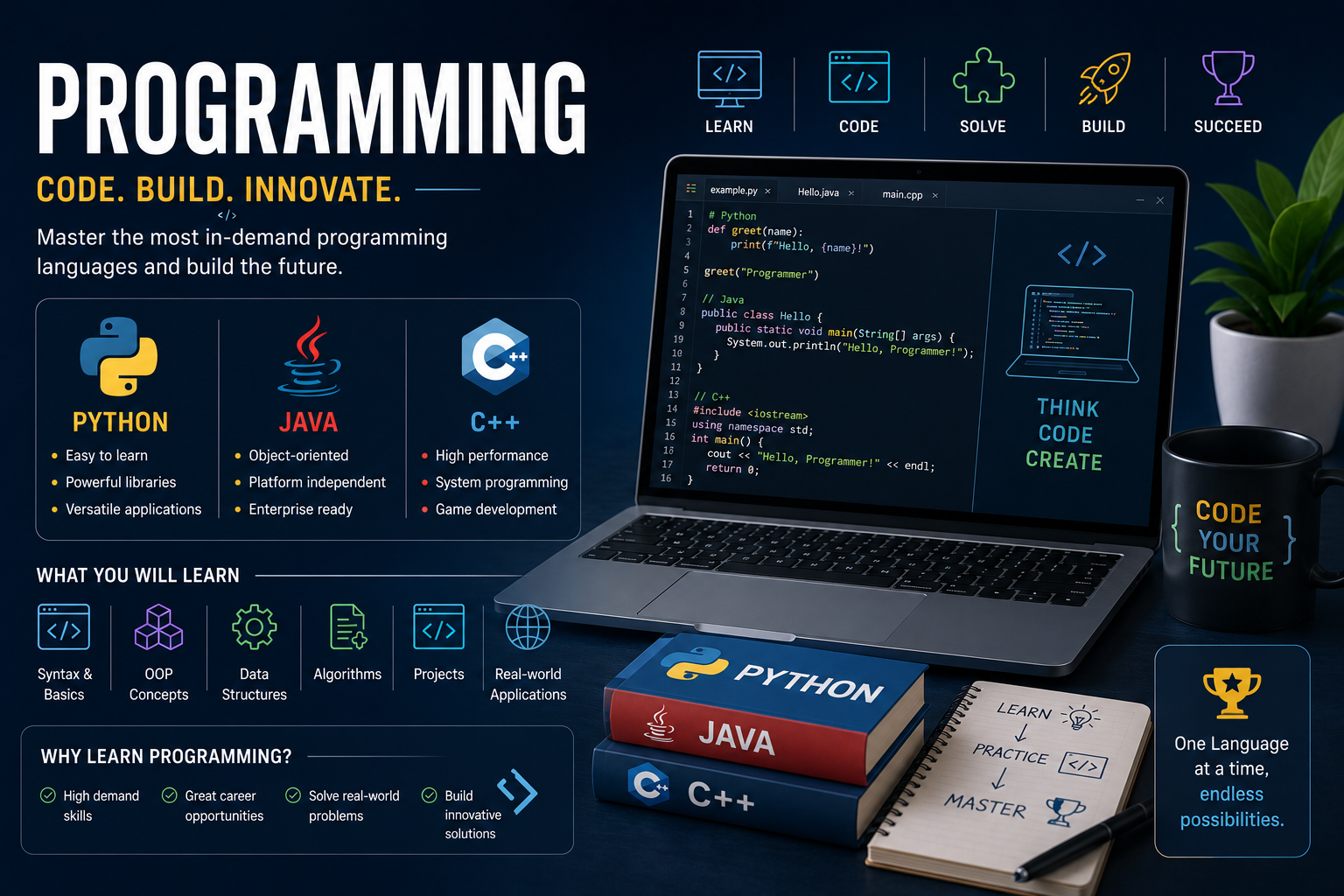 Programming (Python, Java, C++)